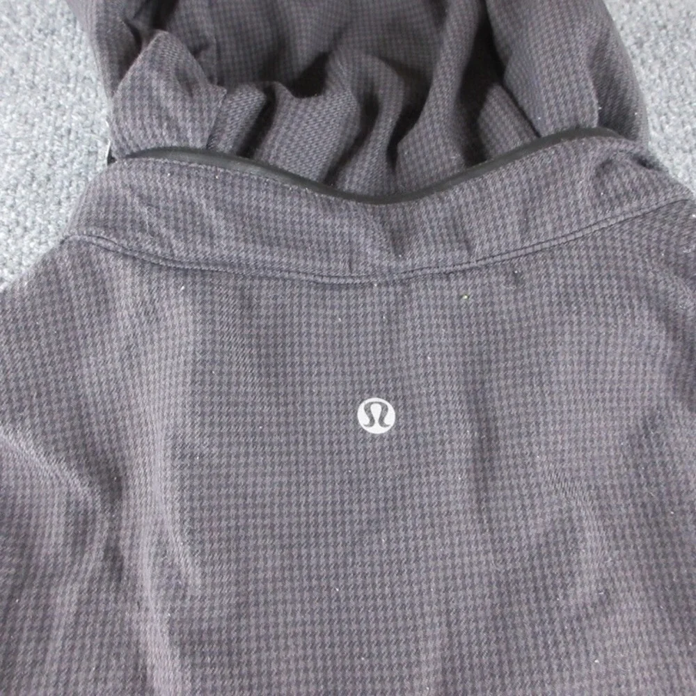 Lululemon Relay Jacket Mens L Gray Houndstooth Hoodie Full Zip Vented Athletic*